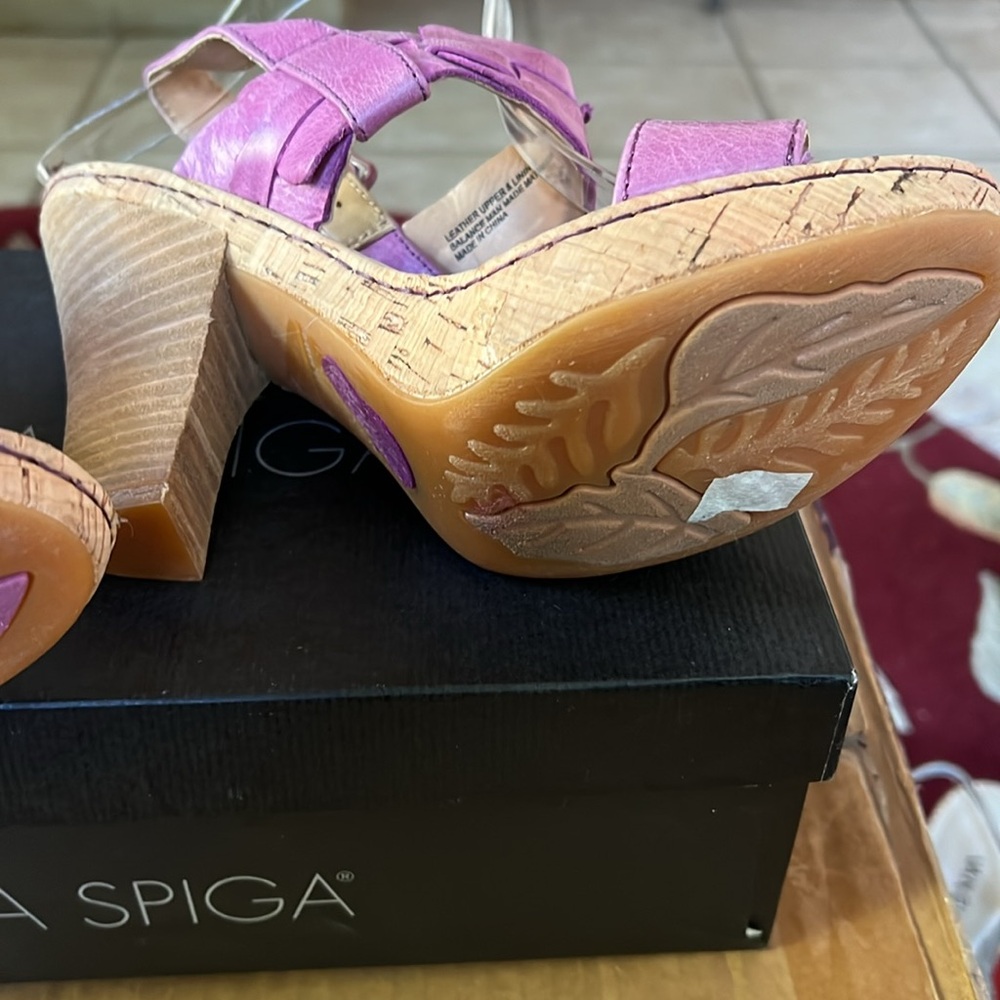 Born Crown Platform Cork and Leather Sandals in Violet Pink Sz 8 - Picture 10 of 14